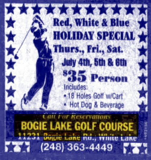 Bogie Lake Golf Course - June 2002 Ad